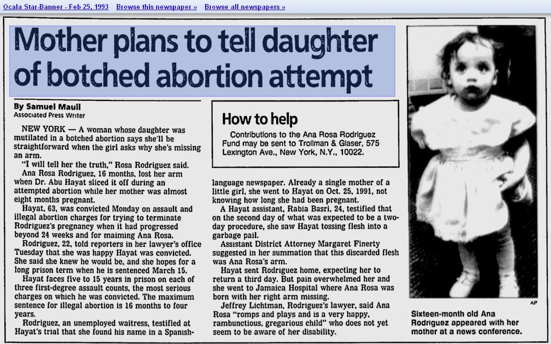 Mother plans to tell daugher of botched abortion attempt - Ocala Star-Banner, 2-25-1993