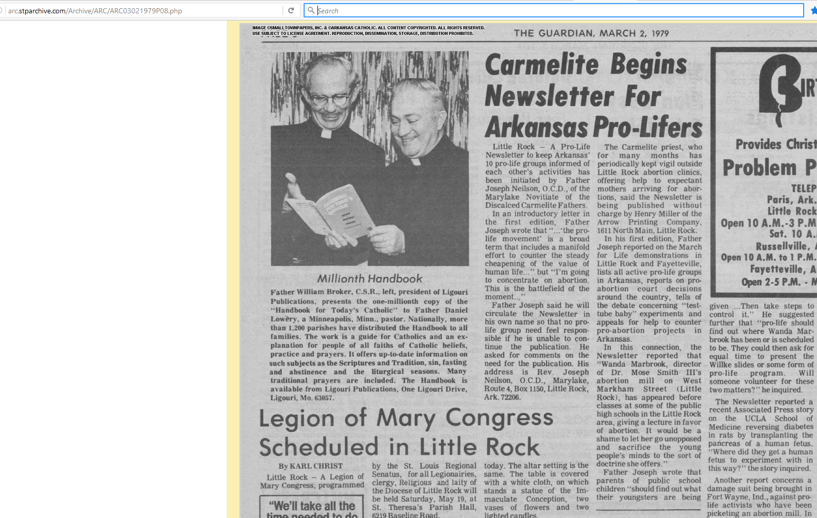 Carmelite Begins Newsletter For Arkansas Pro-Lifers 1 - The Guardian, 3-2-1979