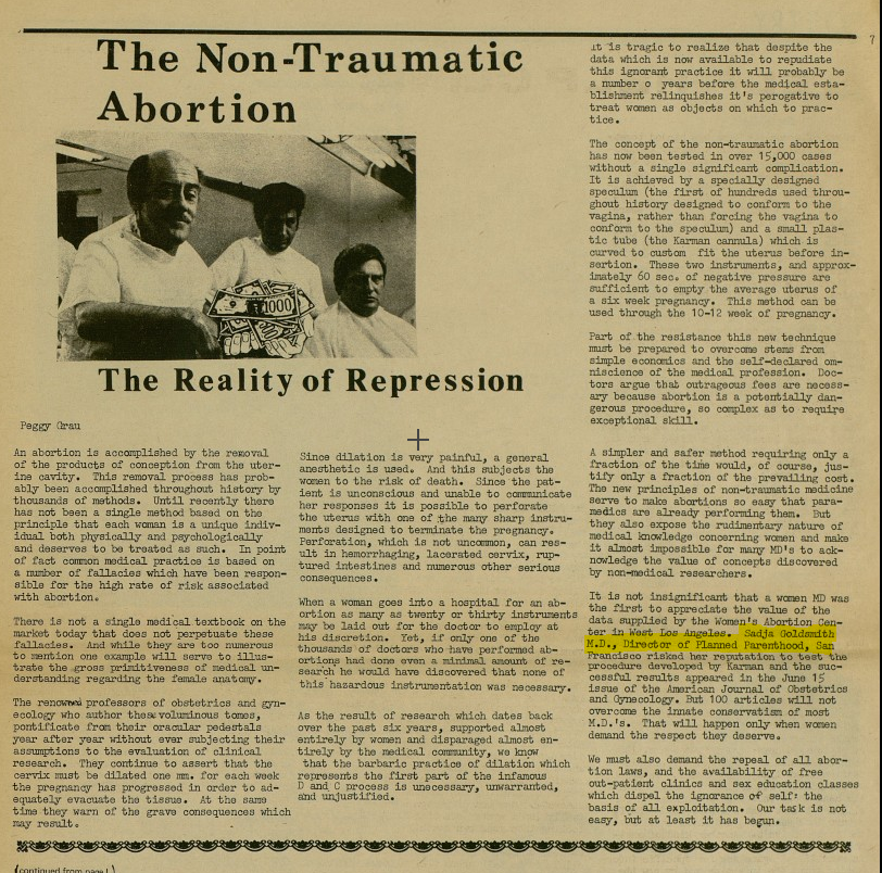 The Non Traumatic Abortion- the Reality of Repression - Everywoman, 7-30-1971, p. 8
