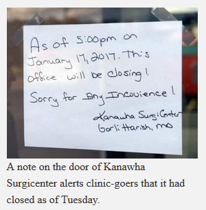 Kanawha Surgicenter - closing sign