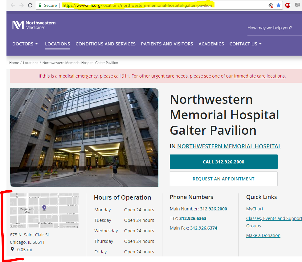 Northwestern Ctr for Family Planning -- Northwestern Hospital - Galter Pavilion screenshot