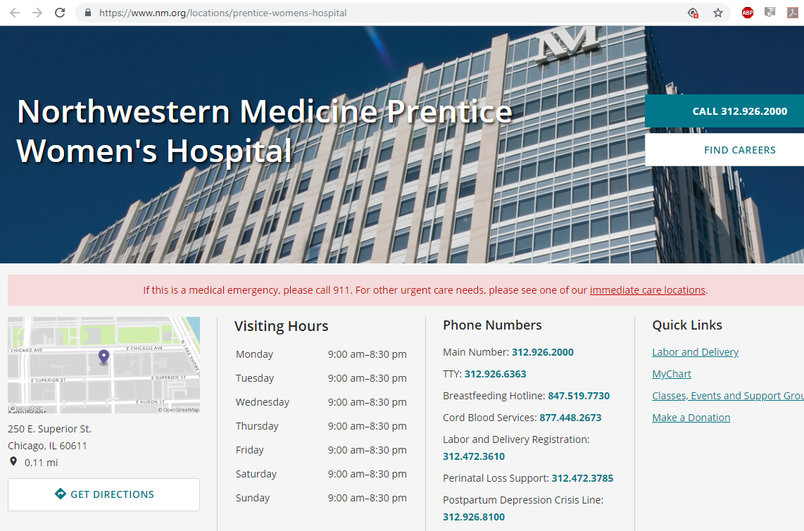 Northwestern Prentice Women's Hospital - website pic 1