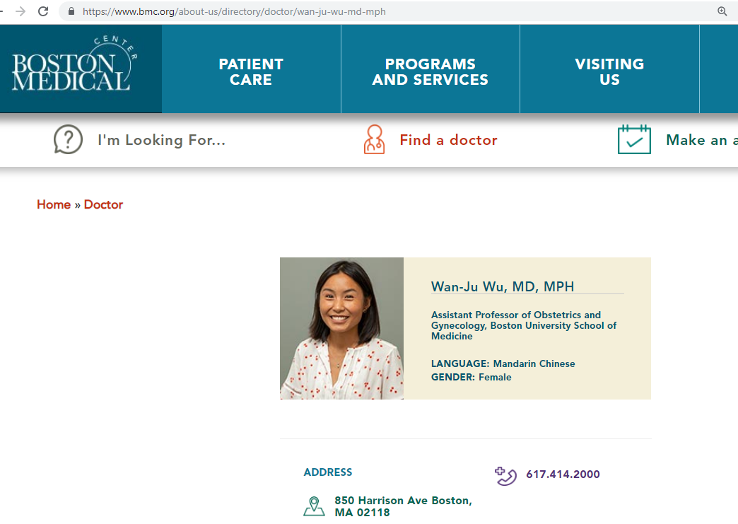 Wu, Wan-Ju - Boston Medical Center profile screenshot