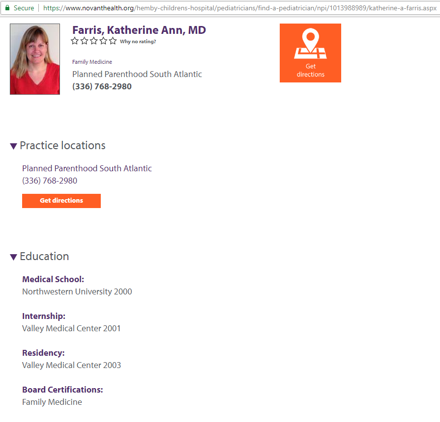 Farris, Katherine -- Family Medicine doctor with PP South Atlantic