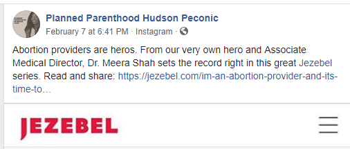 Planned Parenthood Hudson Peconic - 'abortion providers are heros' - Meera Shah abortionist quote