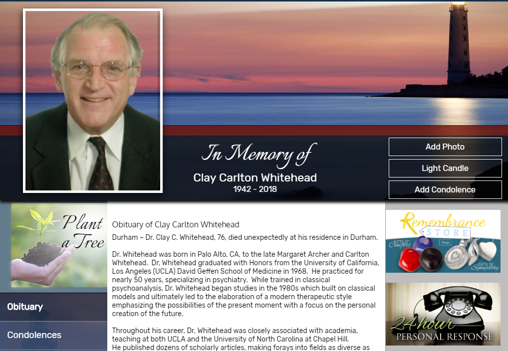 Whitehead, Clay -- Obituary 1