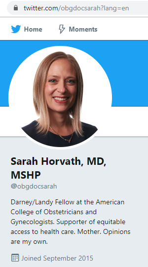 Horvath, Sarah -- Twitter profile 1