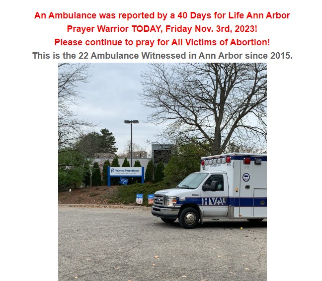 Nov 3, 2023 -- Ambulance at Ann Arbor West 