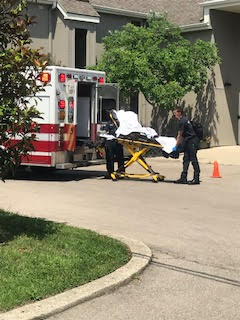 7/11/2023 Emergency at Women's Med Dayton (young woman being loaded into ambulance)